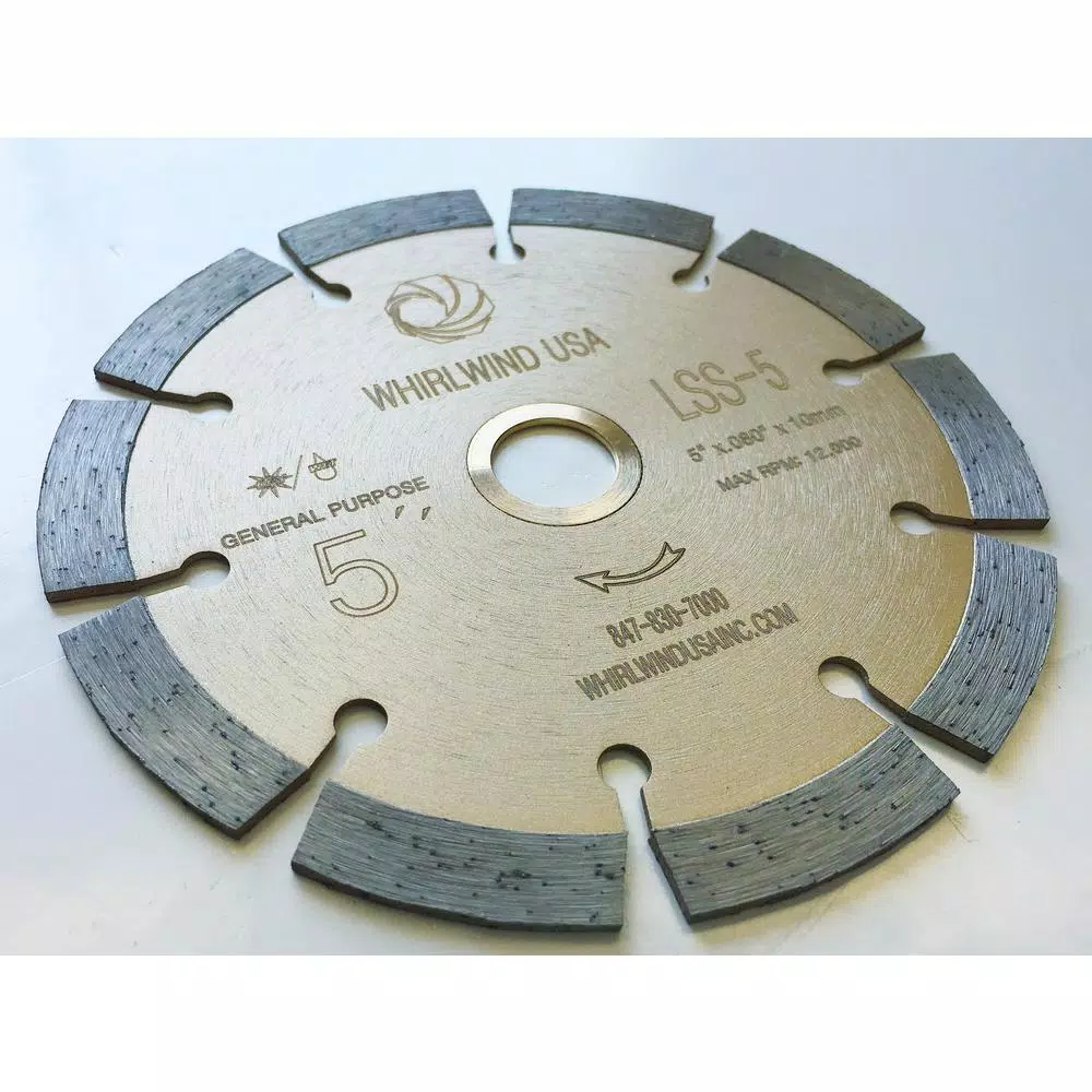 Whirlwind USA 5 in. Segmented Diamond Blade for Concrete, Stone, Brick, and Masonry