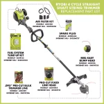 RYOBI Gas Trimmer 30cc 4-Cycle Attachment Capable & 25cc 2-Cycle Jet Fan Blower Combo thumbnail 3