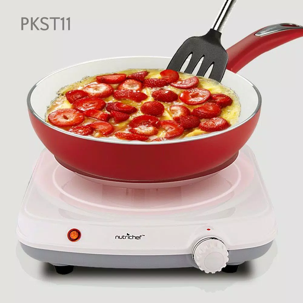 NutriChef White Electric Countertop Hot Plate Buffet Burner with Adjustable Temperature Control