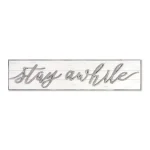 Unbranded Stay Awhile Wood Wall Sign - 48 Inch Weathered White Script Decor thumbnail 2