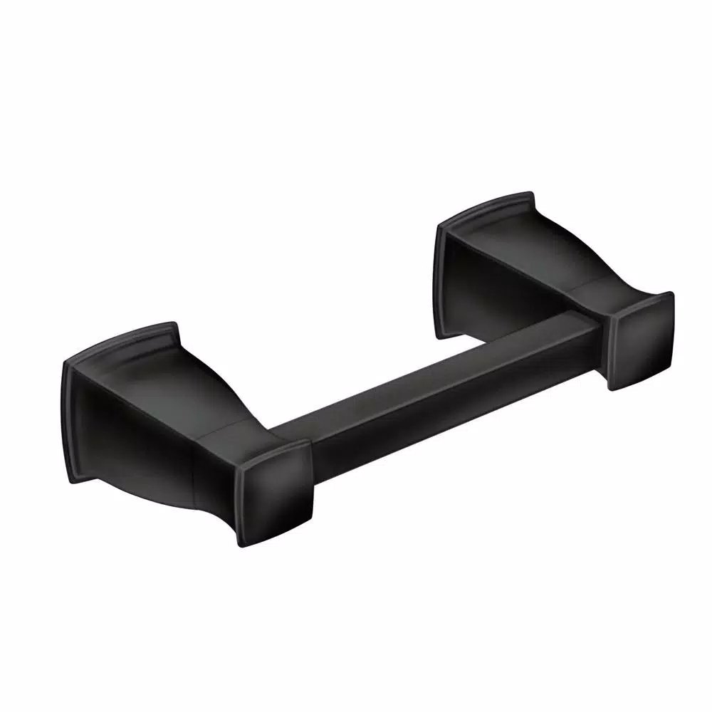 Moen Hensley 3-Piece Matte Black Bath Hardware Set with 24 in. Towel Bar, Paper Holder, and Towel Ring