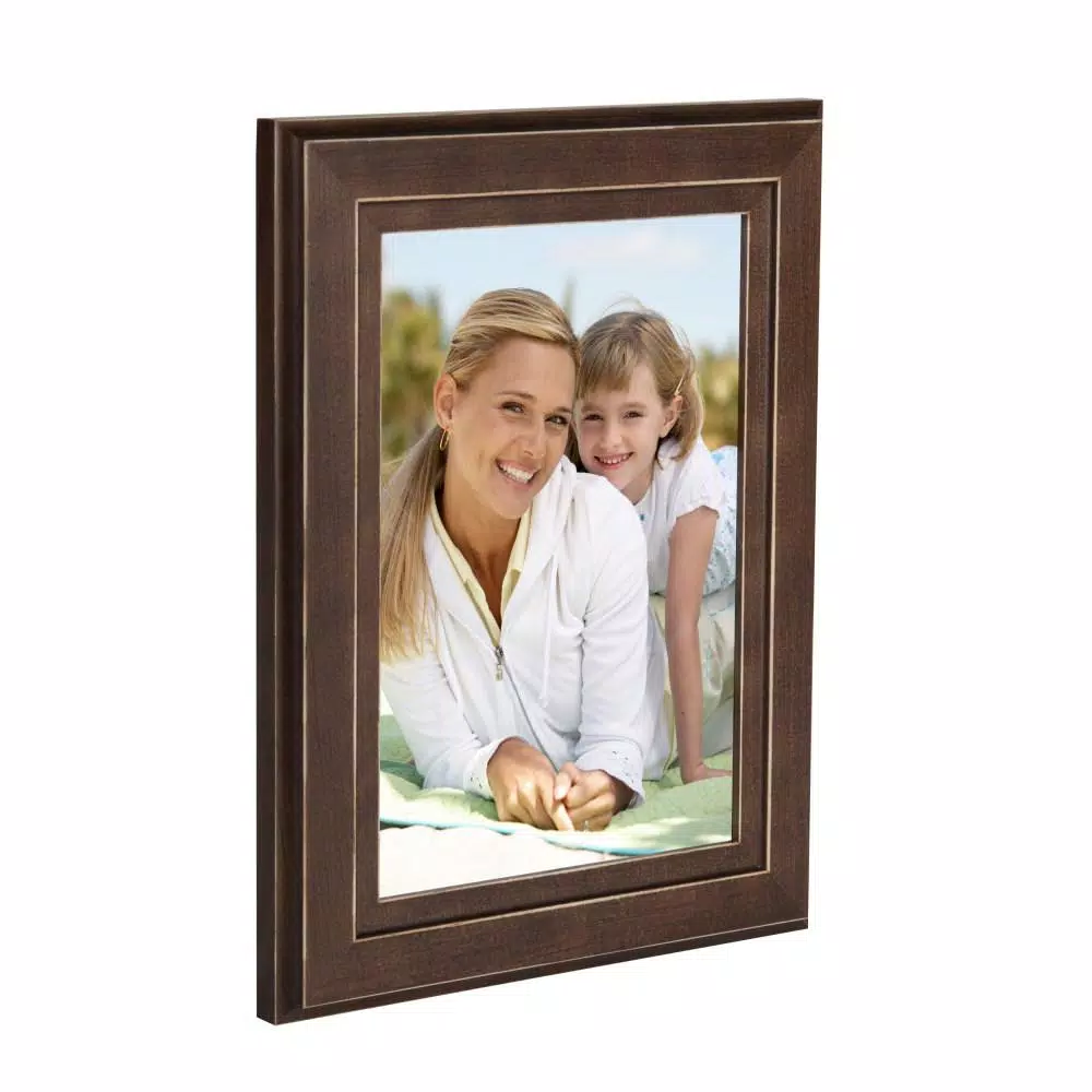DesignOvation Kieva 5 x 7 in. Brown Solid Wood Picture Frame Set of 6, Distressed Classic Gallery Wall Set
