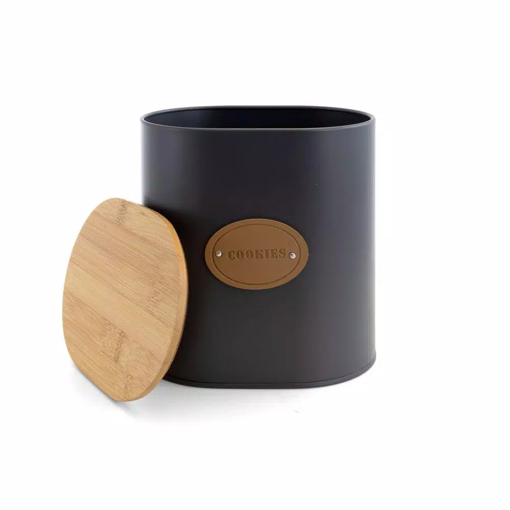 MegaChef 5-Piece Kitchen Canister Set with Bamboo Lids and Metal Construction