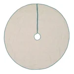 VHC Brands Sanbourne 55 in. Creme White Coastal Christmas Tree Skirt with Turquoise Chambray Trim thumbnail 2
