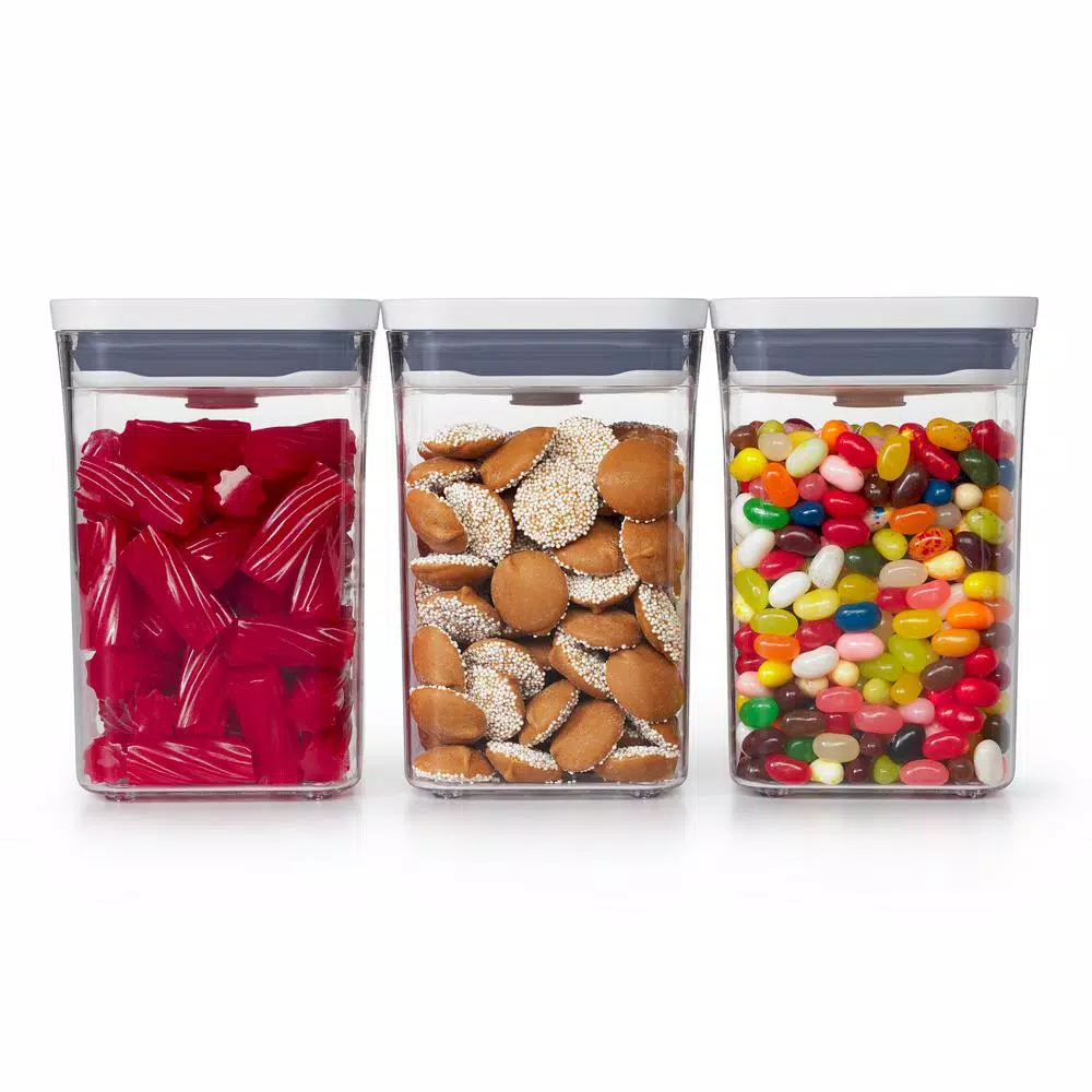 OXO Good Grips 3-Piece POP Container Set, 1.1 Qt Small Square Airtight Food Storage