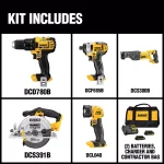 DEWALT 20V MAX Cordless 5-Tool Combo Kit with 2 Batteries and Charger thumbnail 2