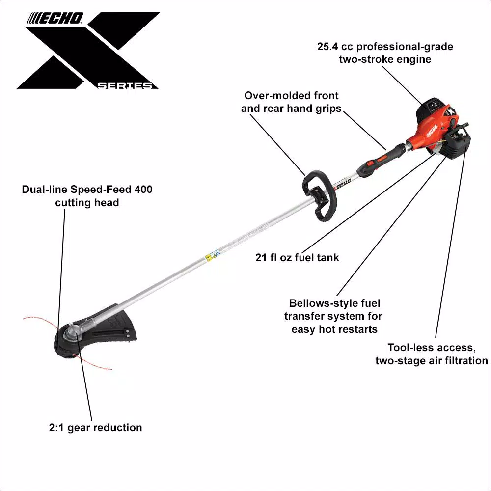 ECHO SRM-2620T X Series 25.4 cc Gas 2-Stroke Straight Shaft Trimmer