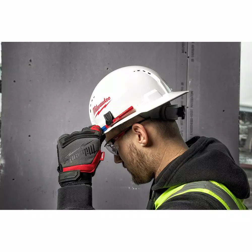 Milwaukee BOLT White Type 1 Class C Full Brim Vented Hard Hat with Performance Tinted Safety Glasses Set