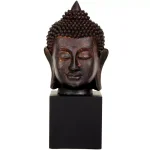 Oriental Furniture 10 in. Thai Buddha Head Decorative Statue, Faux Bronze Patina thumbnail 1