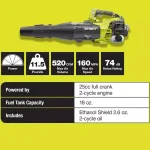 RYOBI 25cc Gas Jet Fan Handheld Blower, 520 CFM, 160 MPH thumbnail 5