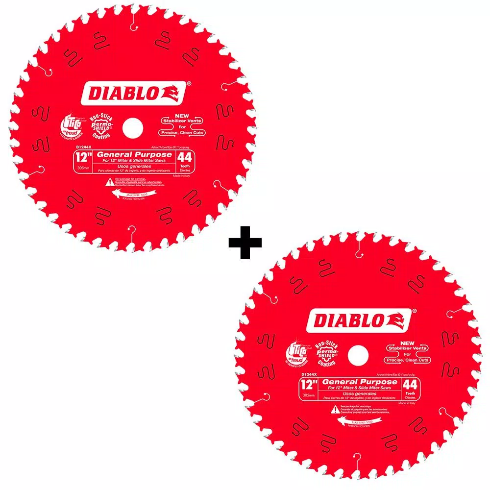 Diablo 12 in. x 44-Teeth General Purpose Carbide Circular Saw Blade, 2-Pack