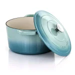 Crock-Pot Artisan 7 Qt. Enameled Cast Iron Round Dutch Oven with Lid, Aqua Blue thumbnail 2