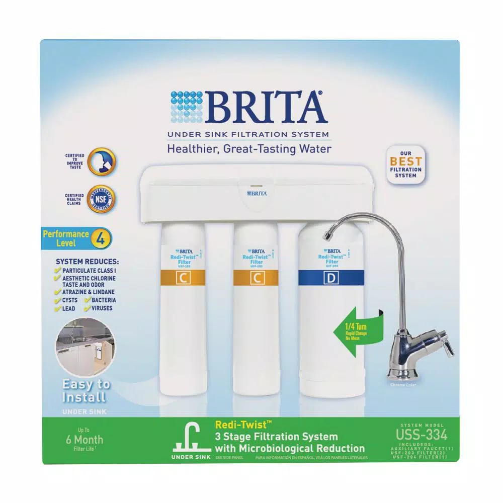 Brita Redi-Twist 3-Stage Microbiological Under Sink Drinking Water Filtration System