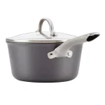 Ayesha Curry Home Collection 3 Qt. Hard-Anodized Aluminum Nonstick Saucepan with Glass Lid, Charcoal Gray thumbnail 4