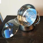 Oster Hali 3 Qt. Stainless Steel Stovetop Steamer Set with Glass Lid and Saucepan thumbnail 3