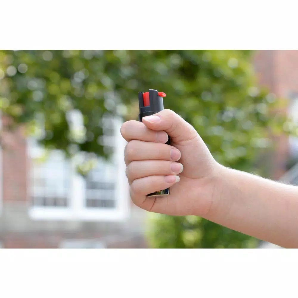 SABRE 3-in-1 Compact Pepper Spray with Clip - 10 ft Range Stream Delivery