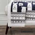 Lush Decor Llama Stripe Navy Sherpa Throw Blanket for Kids thumbnail 2