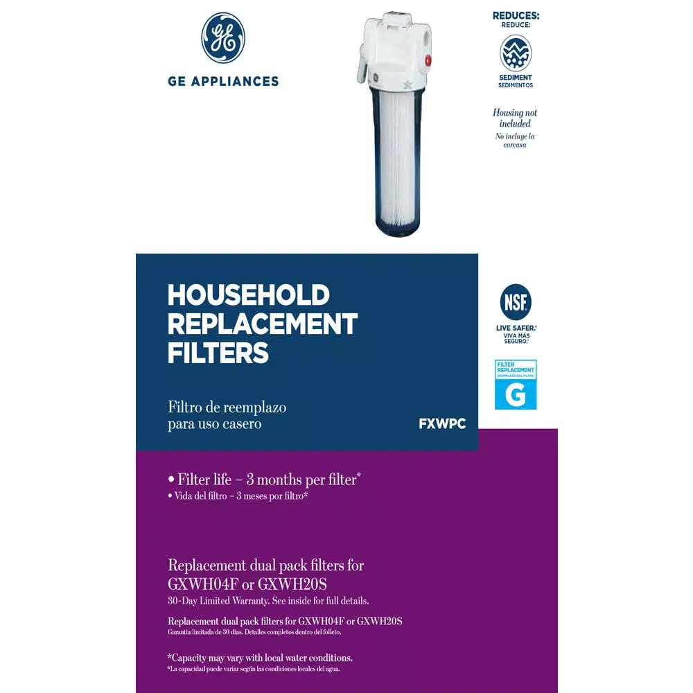 GE 3/4 in. Pleated Whole House Replacement Water Filter Cartridges, 30 Micron (2-Pack)