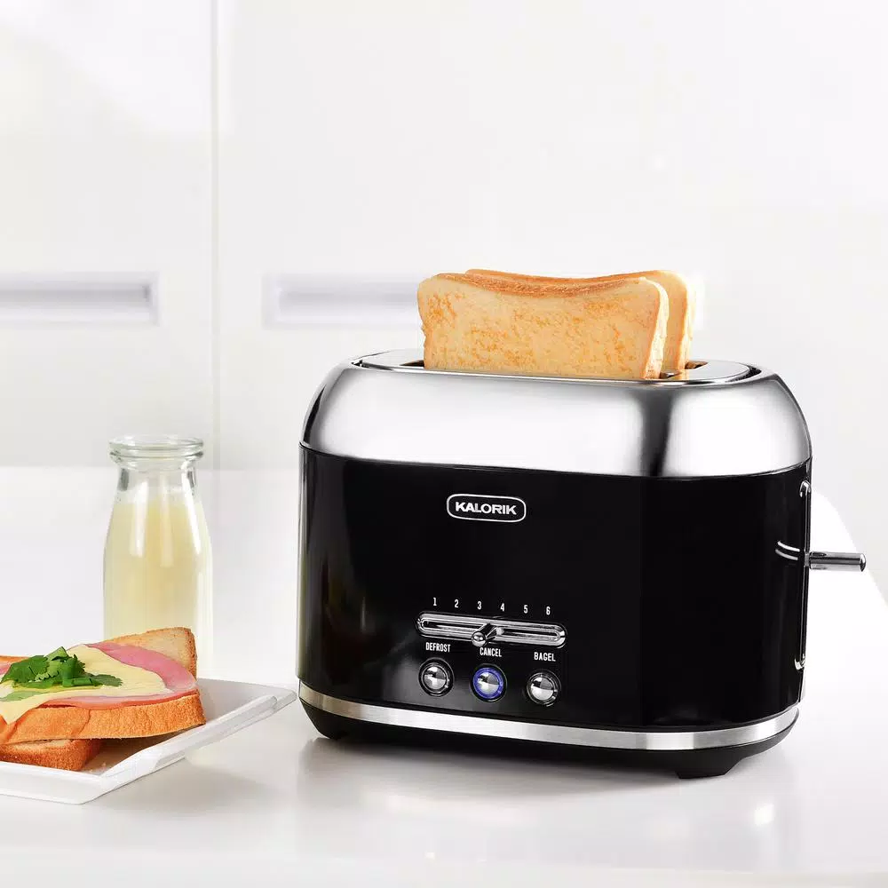 Kalorik 2-Slice Retro Wide Slot Toaster - Black