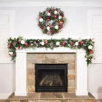 Village Lighting Company 30 in. Frosted Wonderland Pre-Lit LED Christmas Wreath - Red and White Candycane Design thumbnail 4