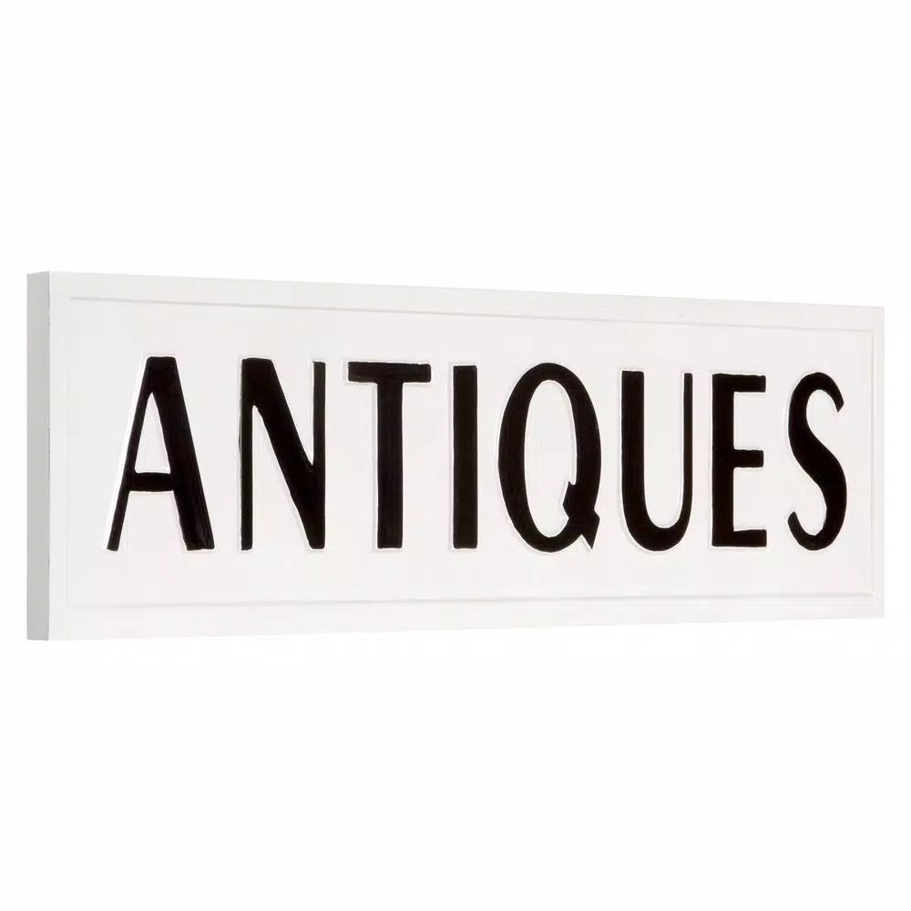 Pinnacle Rustic Antiques White Metal Wall Sign - 36.5 in. x 9.75 in. Farmhouse Tin Enamel Decor