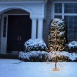 Alpine Corporation 6ft Frosty Flocked Brown Artificial Christmas Tree with Warm White LED Lights thumbnail 7