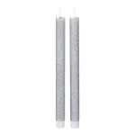 Northlight Set of 2 Silver Glittered Flameless Taper Christmas Candles, 12 in. thumbnail 1