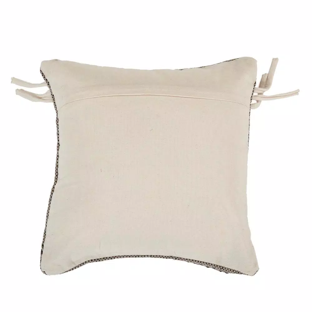LR Resources Zanthia Black and Natural Striped Hypoallergenic 100% Cotton 20 in. x 20 in. Throw Pillow