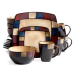 GIBSON elite Soho Lounge 16-Piece Contemporary Taupe Stoneware Dinnerware Set, Service for 4 thumbnail 1