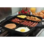 MasterPan Sectional Series 15 in. Cast Aluminum Nonstick Skillet, 5-Compartment Multi-Section Pan, Black thumbnail 4