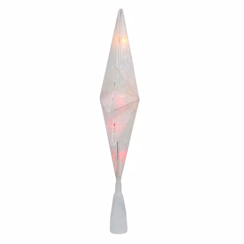 Northlight 11 in. Frosted Bethlehem Star Christmas Tree Topper with Multi-Color Lights and Gold Scrolling Design