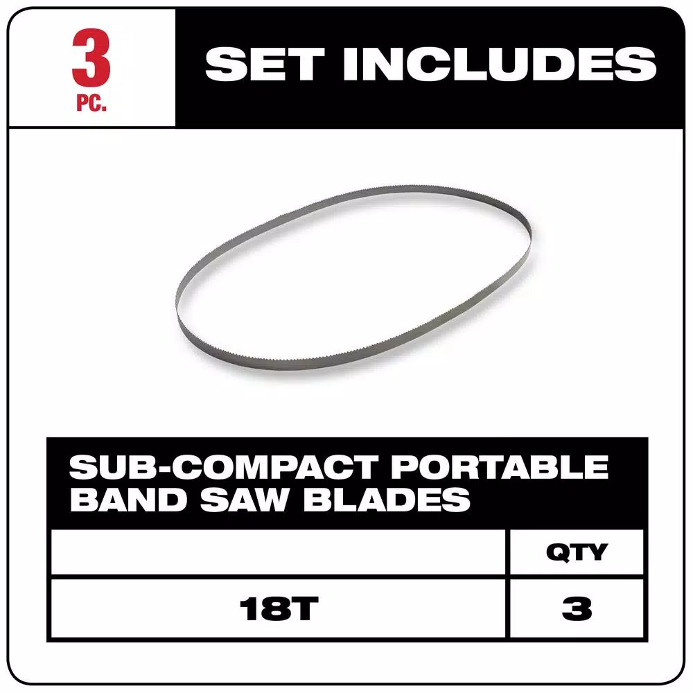Milwaukee M12 Sub-Compact Portable Band Saw Blades, 18 TPI, 27 in. (3-Pack)