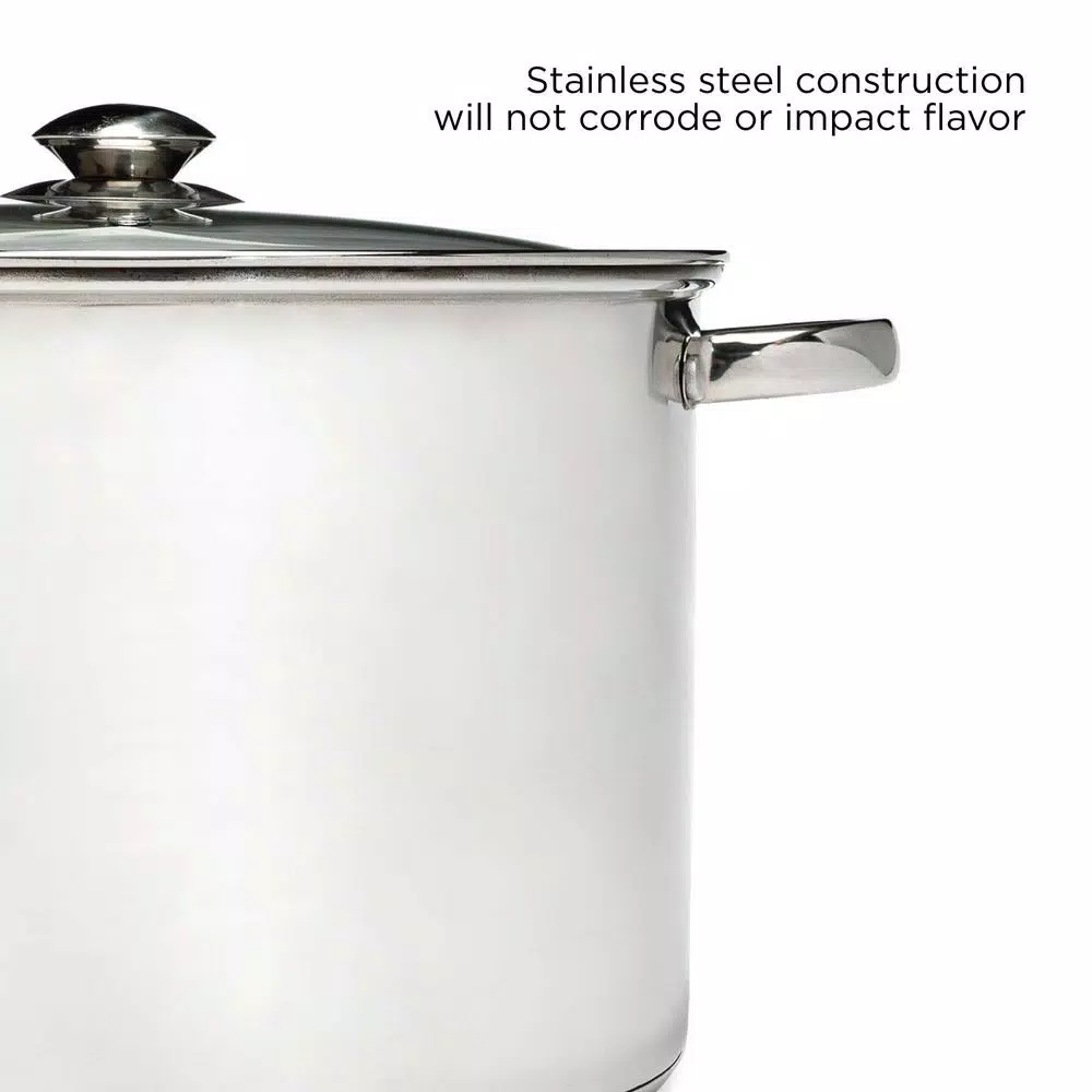 Ecolution Pure Intentions 12 Qt. Stainless Steel Stock Pot with Glass Lid