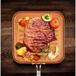 MasterPan Original Copper Pan 11 in. Square Aluminum Nonstick Copper-Infused Grill Pan thumbnail 5