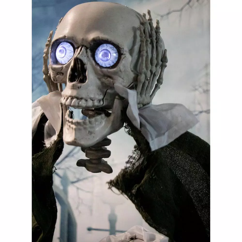 Haunted Hill Farm 5 ft. Animatronic Headless Man Halloween Prop with Talking Skull
