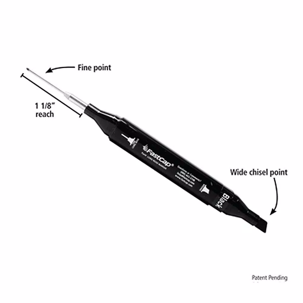 Fastcap Fast Cap Long Nose Pattern Marker, Black Permanent Waterproof Dual-Tip Marker
