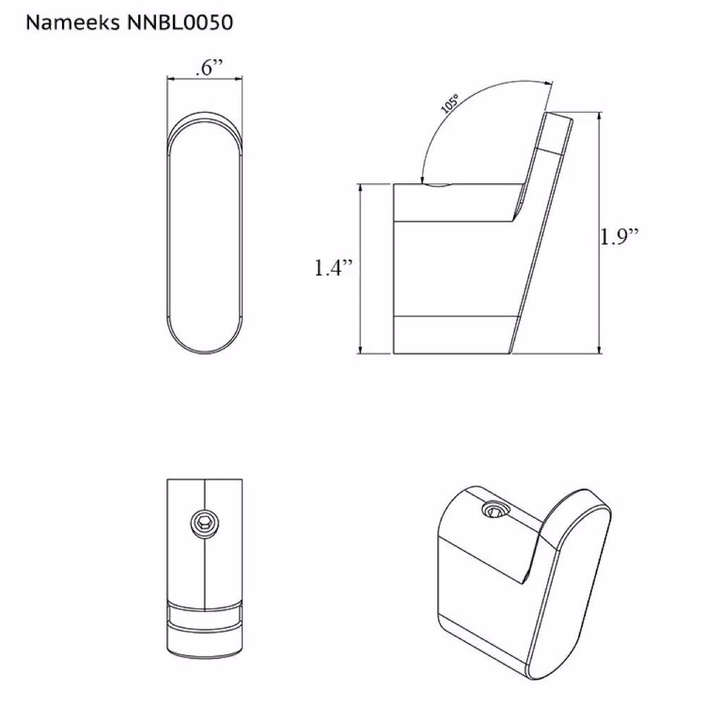 Nameeks Boutique Hotel Wall Mounted Brass Robe and Towel Hook - Polished Chrome