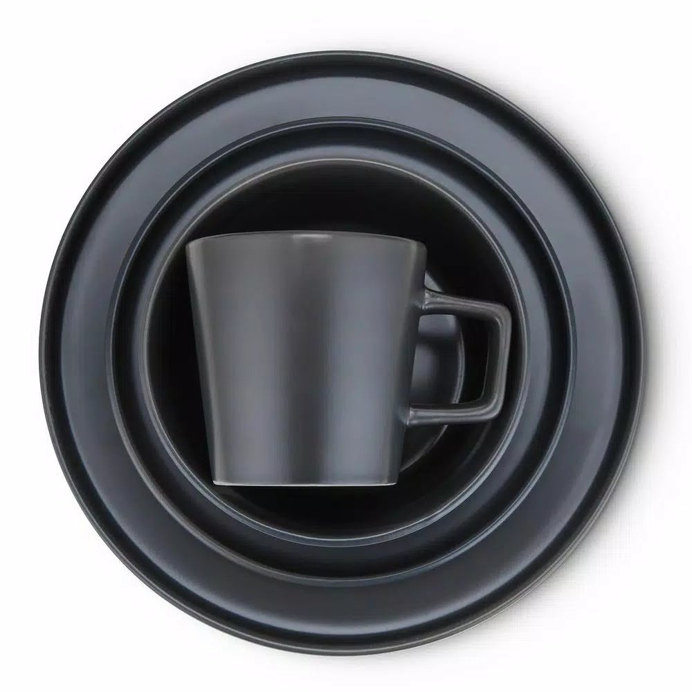 Stone Lain 16-Piece Modern Gray Matte Stoneware Dinnerware Set, Service for 4