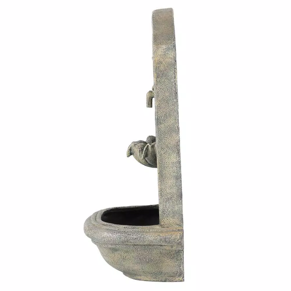 Sunnydaze Decor Seaside French Limestone Electric Outdoor Wall Fountain, Coastal Seashell Design