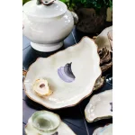 Abigails Seaside Ivory and Lavender Ceramic Oyster Platters, Set of 2 thumbnail 3