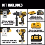 DEWALT 20V MAX Brushless Hammer Drill and Impact Driver Combo Kit with FLEXVOLT 6.0Ah Battery thumbnail 2