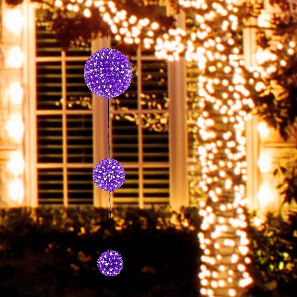 Alpine Corporation 37 in. 3-Tier Hanging Christmas Ornament with 350 Blue and White Chasing LED Lights