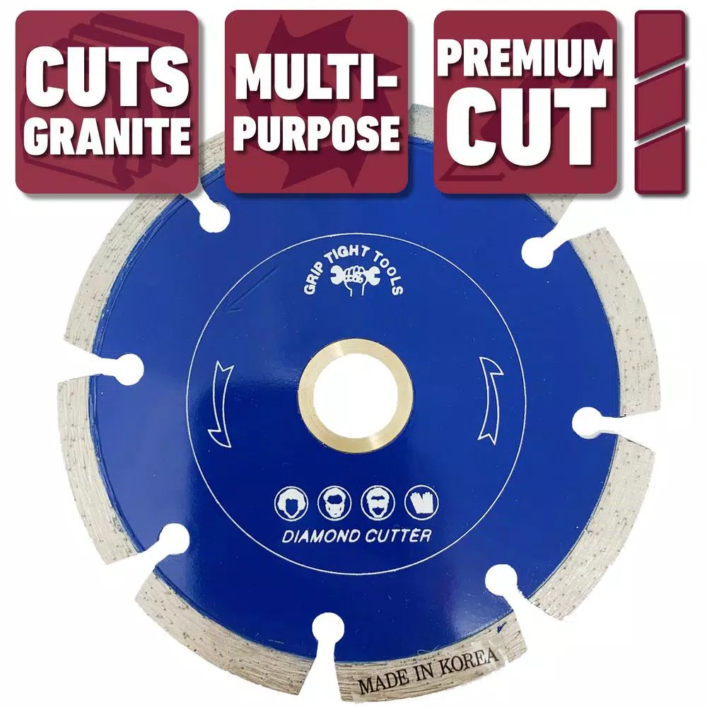 GRIP TIGHT TOOLS 4.5 in. Premium Segmented Diamond Saw Blade for Granite, Marble, and Concrete (3-Pack)