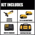 DEWALT 20V MAX Cordless Angle Grinder Kit with (2) 5.0 Ah Batteries & Charger thumbnail 2