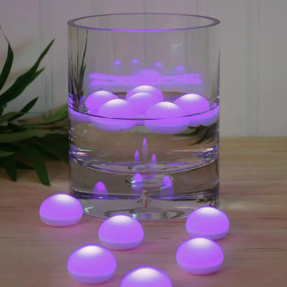 LUMABASE Purple Floating Blimp LED Lights, Waterproof Battery Operated Decorative Lights (12-Count)
