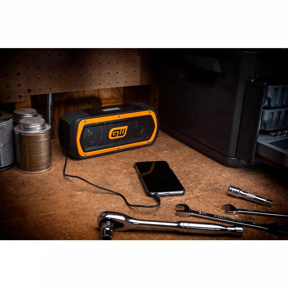 GearWrench Bluetooth Speaker and FM Radio, IP65 Dust and Water Resistant Job Site Radio
