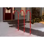 Home Accents Holiday 4 ft. Lighted Candy Cane Pathway Stakes, Set of 3, Red and White Incandescent Lights thumbnail 2