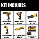 DEWALT 20V MAX Cordless 4-Tool Combo Kit with (2) 2.0Ah Batteries & Charger thumbnail 2