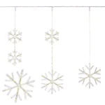 Home Accents Holiday 64 in. Snowflake Icicle Lights, 150 Warm White Micro Dot LED thumbnail 1