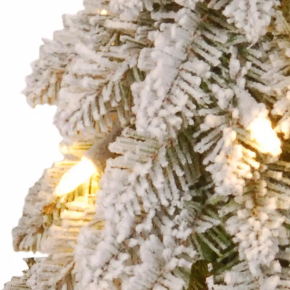 National Tree Company Forestree 5 ft. Slim Artificial Snowy Christmas Tree with 200 Clear Lights